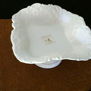 NWT  White ceramic pedestal fruit dish